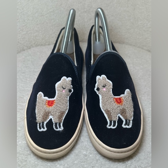 Soludos‎ women’s velvet llama sneaker slide slip-on navy blue white cream 7 - Picture 2 of 10
